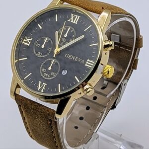 Geneva Stylish Watch with Black and Gold Details